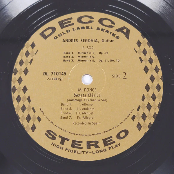 Andrés Segovia - Mexicana (LP, Album, Glo) (Very Good Plus (VG+)) - Image 4