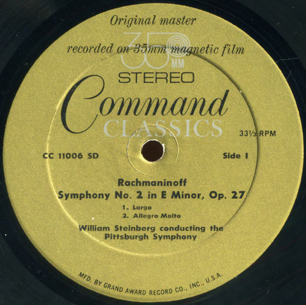 Sergei Vasilyevich Rachmaninoff, William Steinberg Conducting Pittsburgh Symphony Orchestra - Symphony No. 2 In E Minor, Op. 27 (LP, Album, Gat) (Near Mint (NM or M-)) - Image 2