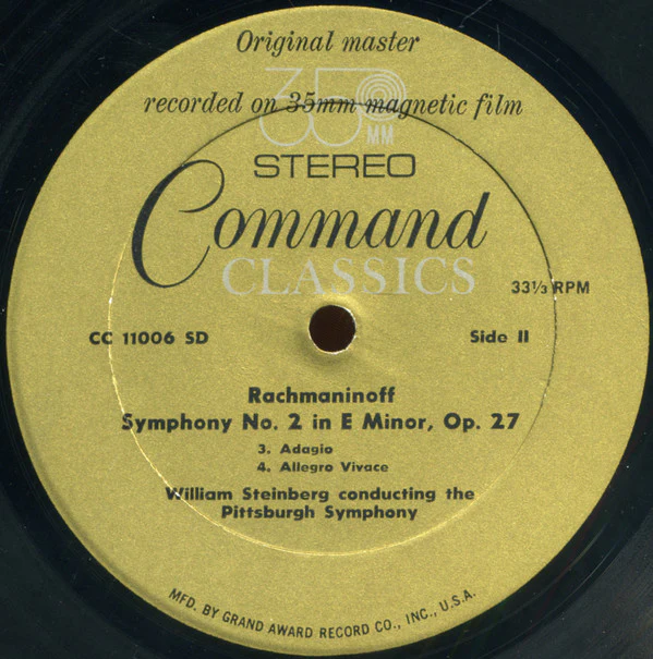 Sergei Vasilyevich Rachmaninoff, William Steinberg Conducting Pittsburgh Symphony Orchestra - Symphony No. 2 In E Minor, Op. 27 (LP, Album, Gat) (Near Mint (NM or M-)) - Image 3