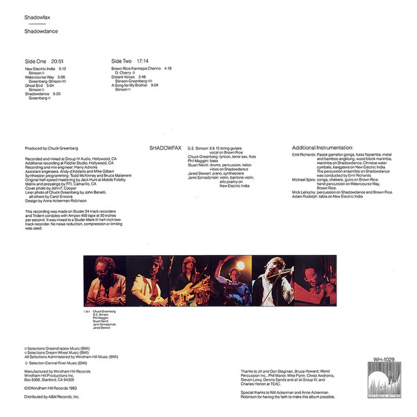 Shadowfax - Shadowdance (LP, Album) (Very Good Plus (VG+)) - Image 2