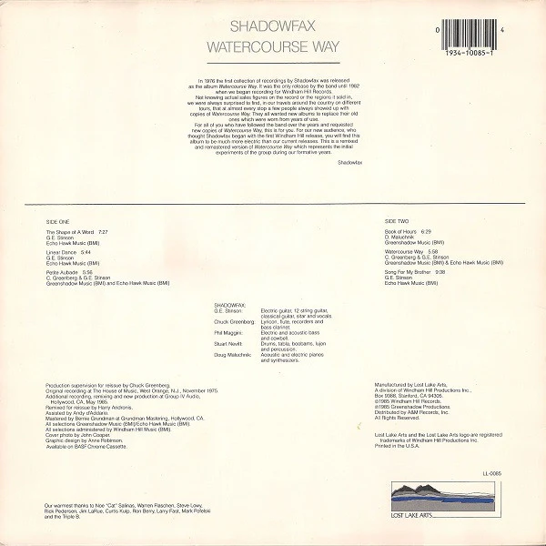 Shadowfax - Watercourse Way (LP, Album, RE, RM) (Near Mint (NM or M-)) - Image 2