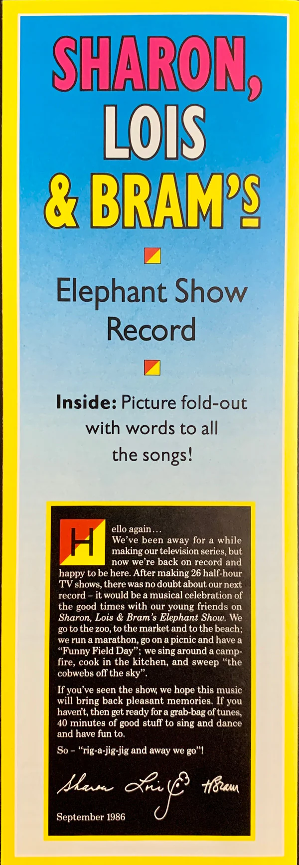 Sharon, Lois & Bram - Sharon, Lois & Bram's Elephant Show Record (LP, Album) (Very Good (VG)) - Image 5