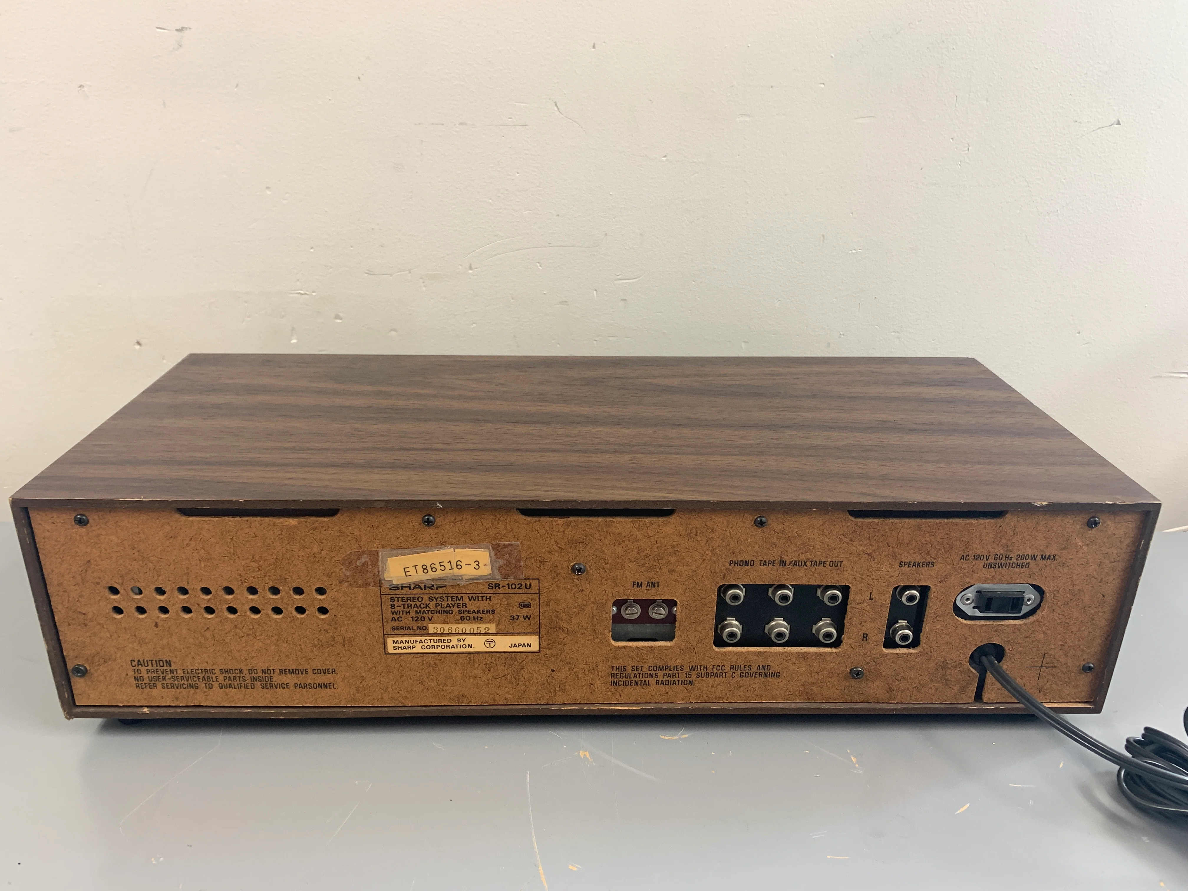 Sharp SR-102u Stereo Receiver with 8 Track Player - Image 12
