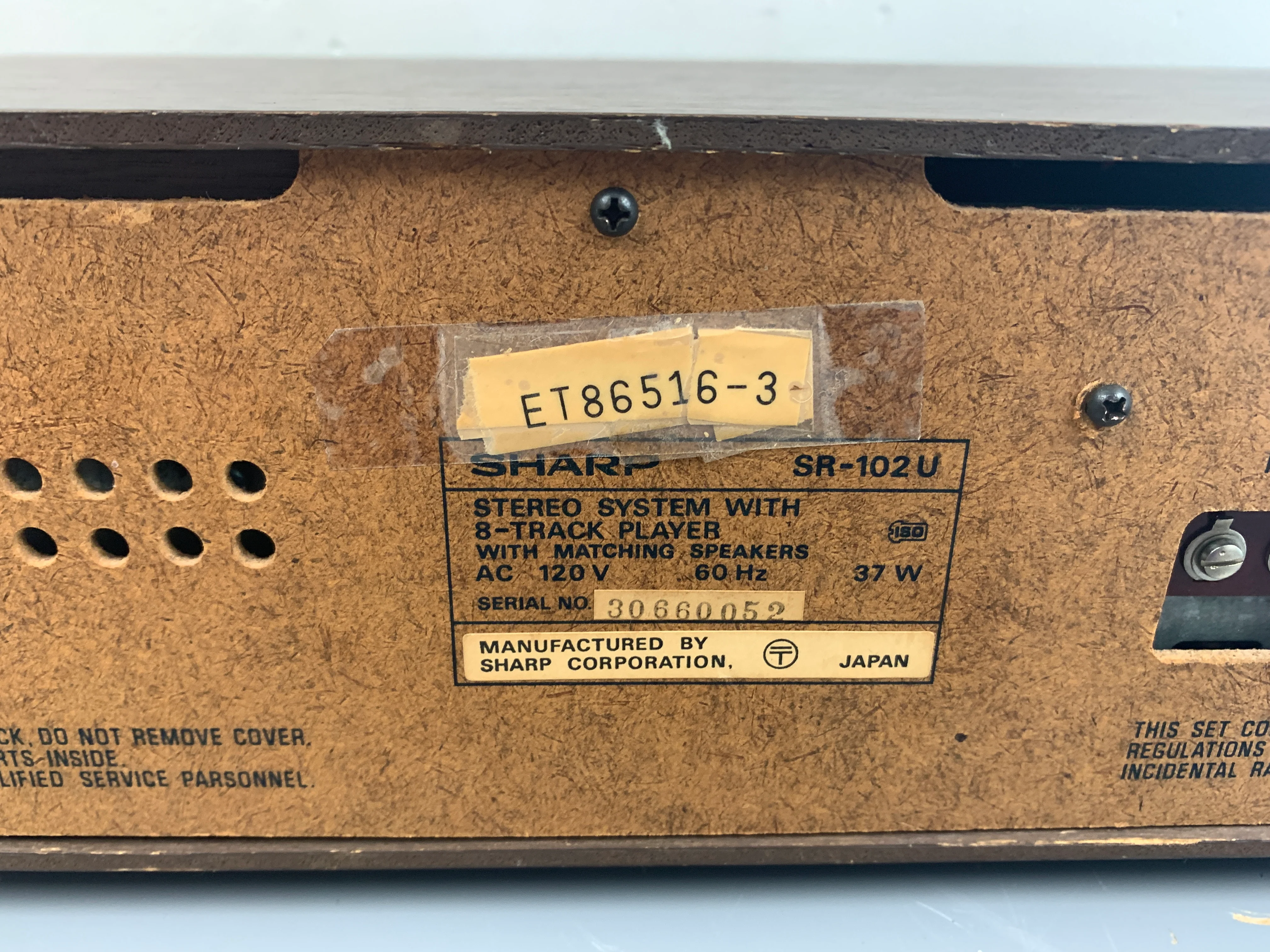 Sharp SR-102u Stereo Receiver with 8 Track Player - Image 13