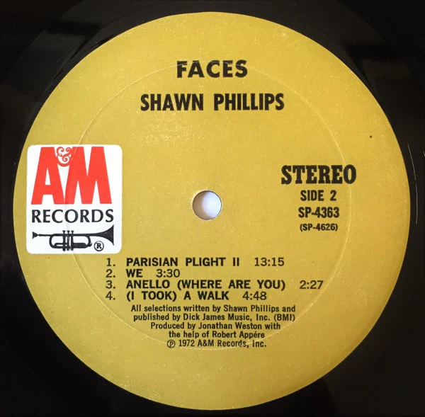 Shawn Phillips - Faces (LP, Album, Mon) (Very Good (VG)) - Image 4