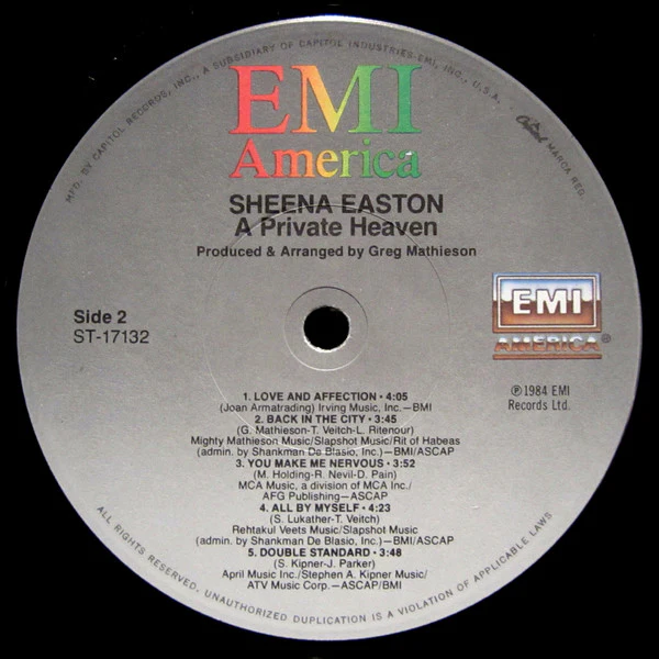 Sheena Easton - A Private Heaven (LP, Album, Win) (Very Good Plus (VG+)) - Image 5