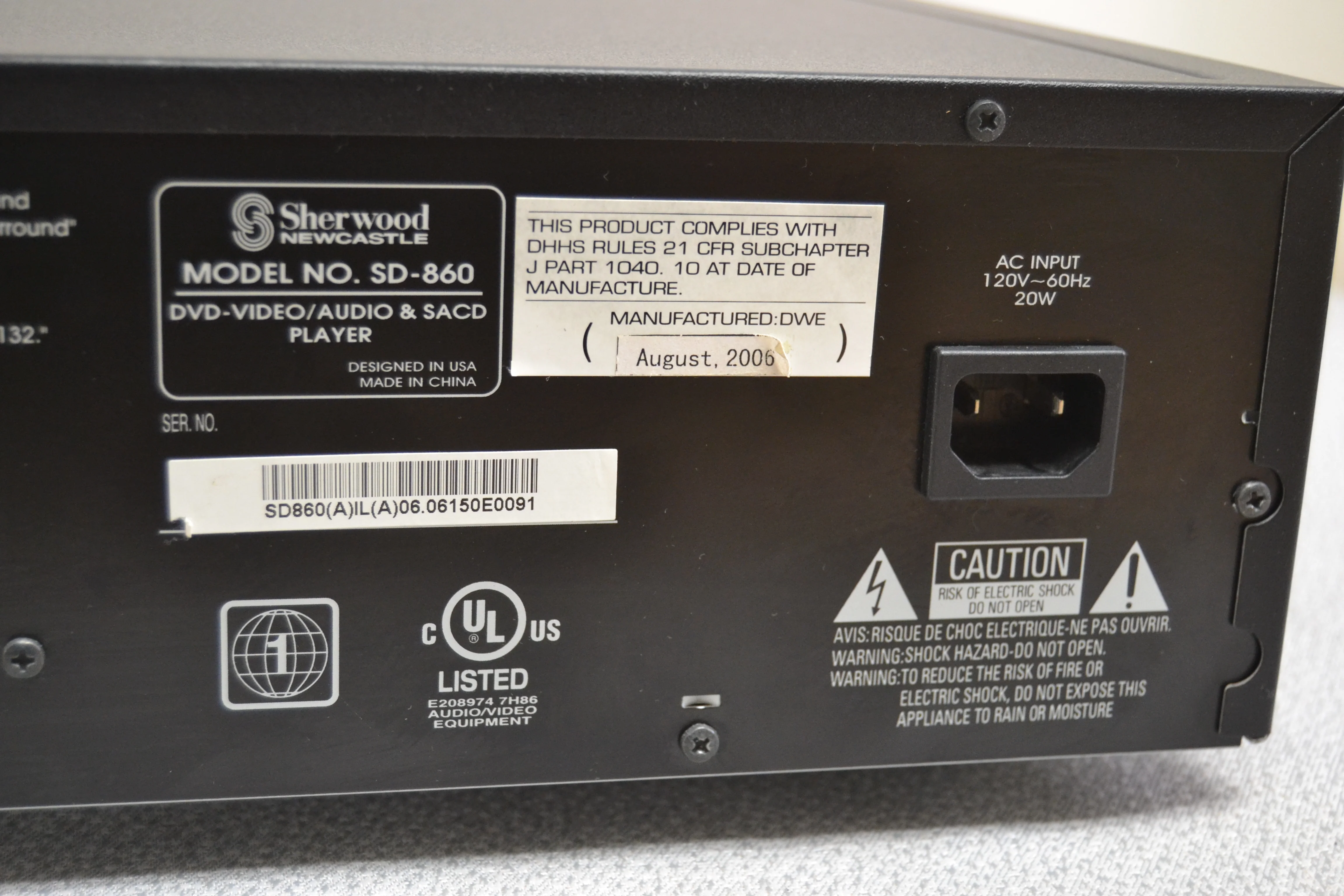 Sherwood Newcastle SD-860 Single DVD/SACD/CD Player - Image 11