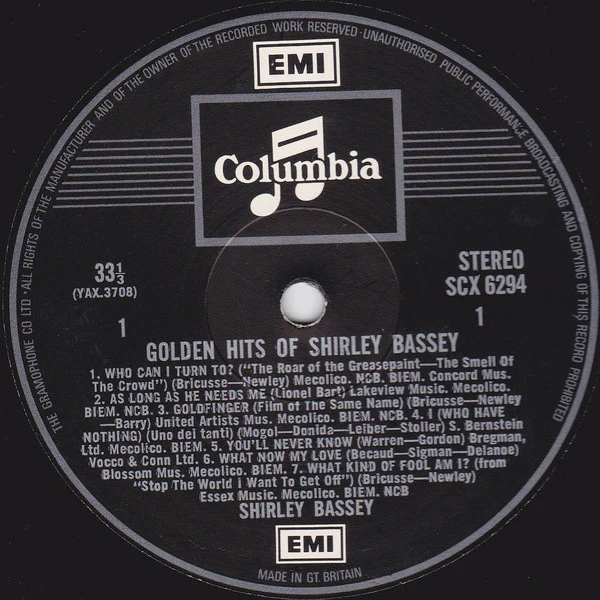 Shirley Bassey - Golden Hits Of Shirley Bassey (LP, Comp, RP) (Very Good Plus (VG+)) - Image 3