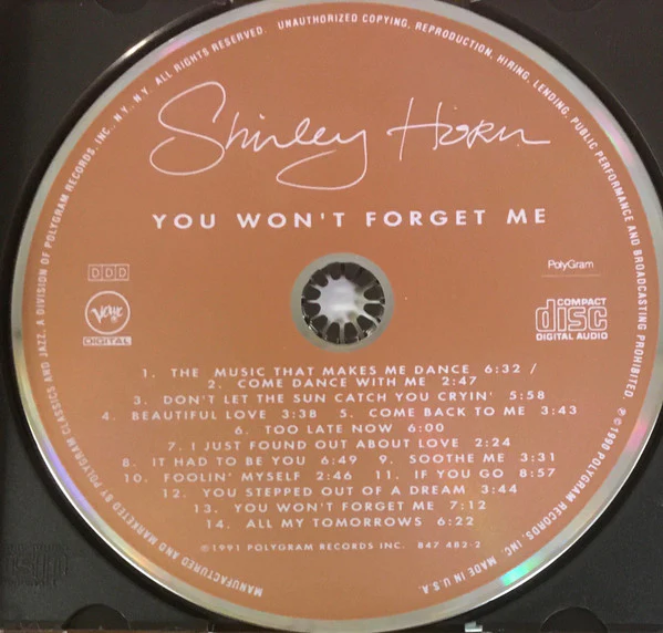 Shirley Horn - You Won't Forget Me (CD, Album) (Very Good Plus (VG+)) - Image 3