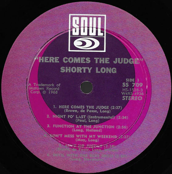 Shorty Long - Here Comes The Judge (LP, Album, RCA) (Very Good (VG)) - Image 3