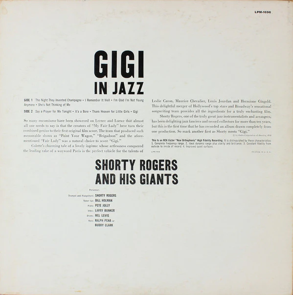 Shorty Rogers And His Giants - "Gigi" In Jazz (LP, Album, Mono) (Very Good Plus (VG+)) - Image 2