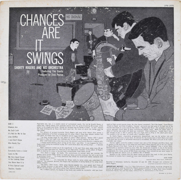 Shorty Rogers And His Orchestra - Chances Are It Swings (LP, Album, Mono) (Good Plus (G+)) - Image 2