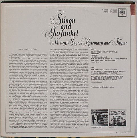 Simon And Garfunkel* - Parsley, Sage, Rosemary And Thyme (LP, Album, RE) (Very Good (VG)) - Image 2