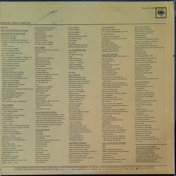 Simon & Garfunkel - Bookends (LP, Album, Pit) (Good Plus (G+)) - Image 2