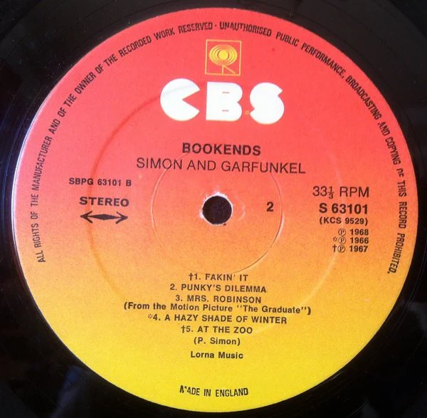 Simon & Garfunkel - Bookends (LP, Album, RE, Sun) (Good Plus (G+)) - Image 4