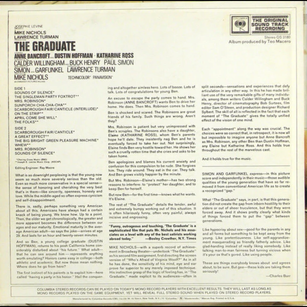 Simon & Garfunkel, Dave Grusin - The Graduate (Original Sound Track Recording) (LP, Album) (Very Good Plus (VG+)) - Image 2