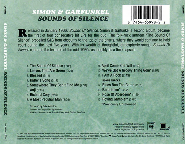 Simon & Garfunkel - Sounds Of Silence (CD, Album, RE, RM) (Very Good Plus (VG+)) - Image 2