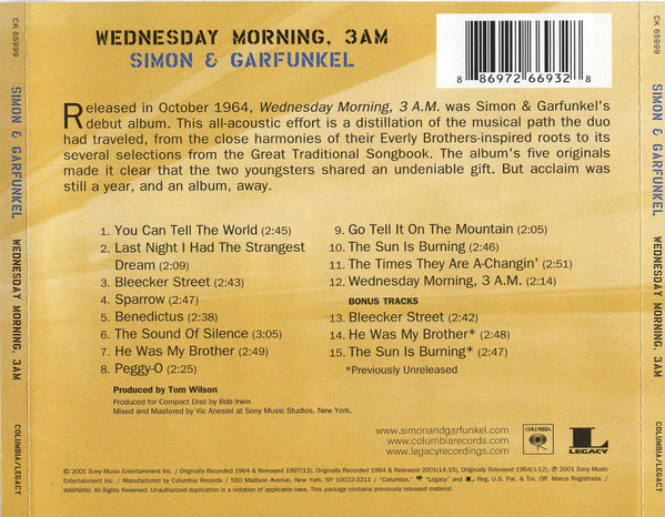 Simon & Garfunkel - Wednesday Morning, 3 A.M. (CD, Album, RE) (Very Good Plus (VG+)) - Image 2