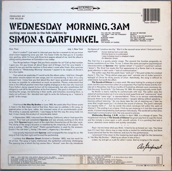 Simon & Garfunkel - Wednesday Morning, 3 A.M. (LP, Album, RE, Car) (Very Good Plus (VG+)) - Image 2