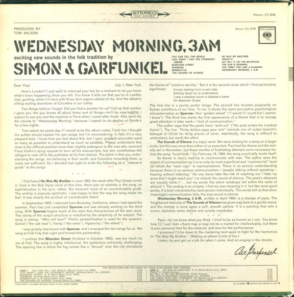 Simon & Garfunkel - Wednesday Morning, 3 A.M. (LP, Album, RE) (Good Plus (G+)) - Image 2