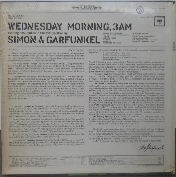 Simon & Garfunkel - Wednesday Morning, 3 A.M. (LP, Album, RE) (Very Good Plus (VG+)) - Image 2