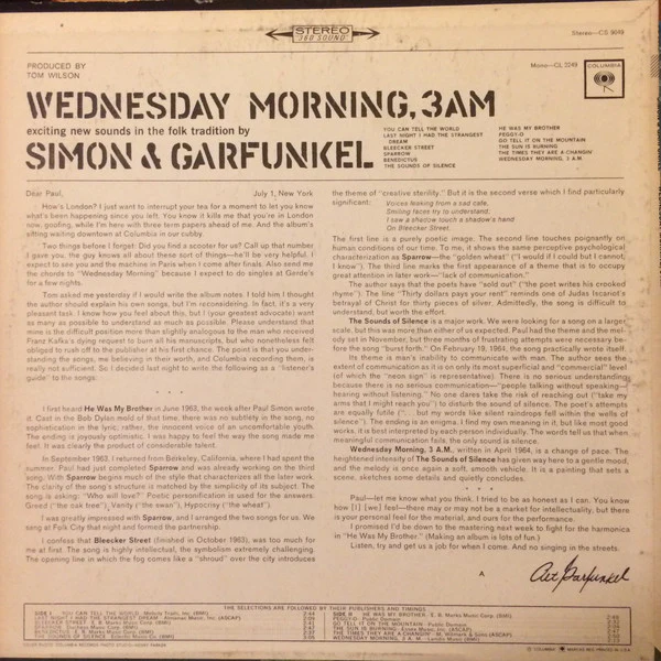 Simon & Garfunkel - Wednesday Morning, 3 AM (LP, Album, RE) (Very Good Plus (VG+)) - Image 2