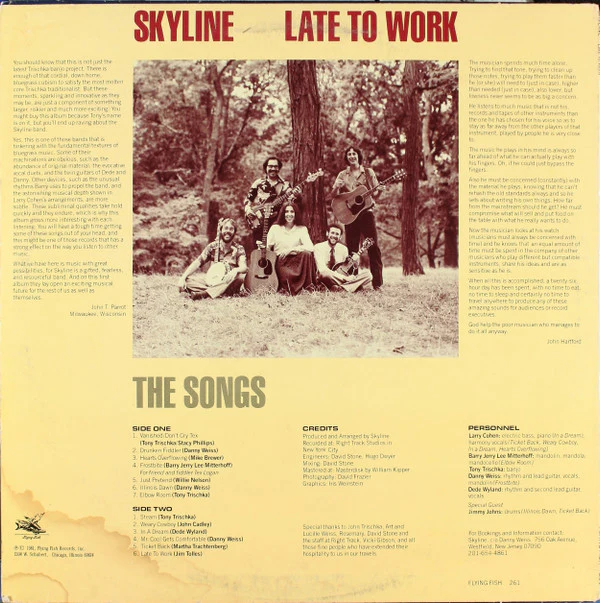 Skyline - Late To Work (LP, Album) (Very Good Plus (VG+)) - Image 3