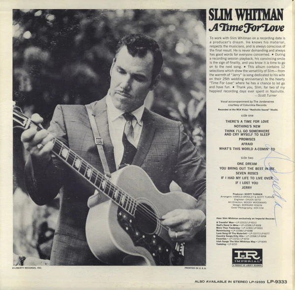 Slim Whitman - A Time For Love (LP, Album, Mono) (Near Mint (NM or M-)) - Image 2