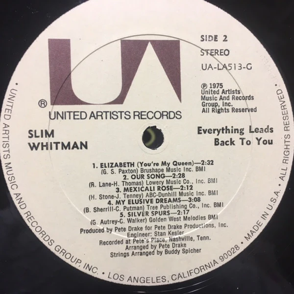 Slim Whitman - Everything Leads Back To You (LP) (Near Mint (NM or M-)) - Image 3