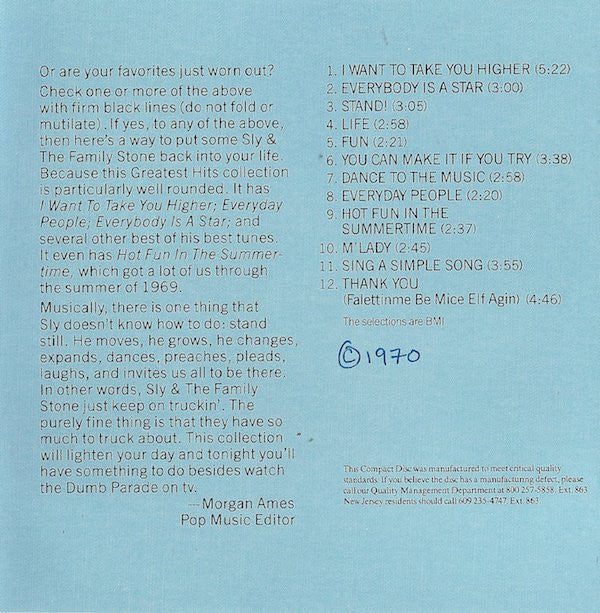 Sly & The Family Stone - Greatest Hits (CD, Comp, RE) (Near Mint (NM or M-)) - Image 3
