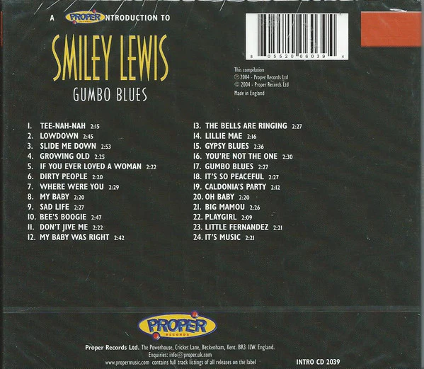 Smiley Lewis - A Proper Introduction To Smiley Lewis Gumbo Blues (CD, Comp) (Near Mint (NM or M-)) - Image 2