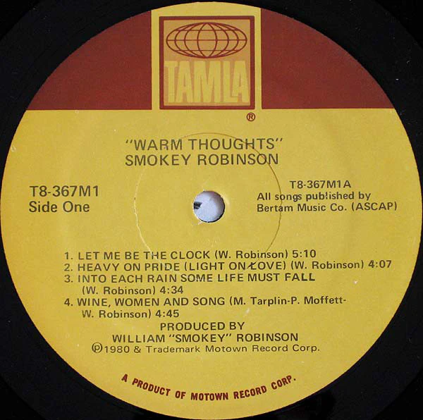 Smokey Robinson - Warm Thoughts (LP, Album, Sup) (Very Good Plus (VG+)) - Image 2