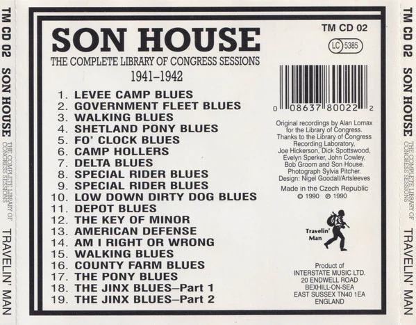 Son House - The Complete Library Of Congress Sessions, 1941-1942 (CD, Comp, GZ ) (Near Mint (NM or M-)) - Image 2