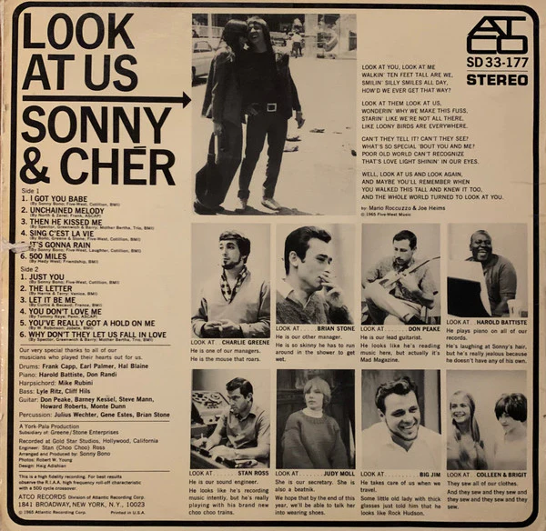 Sonny & Cher - Look At Us (LP, Album) (Good (G)) - Image 2