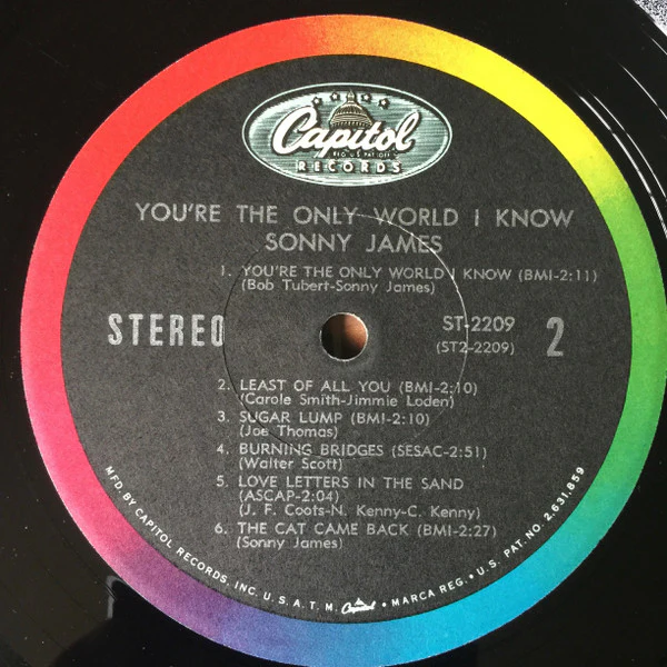 Sonny James - You're The Only World I Know (LP, Album) (Very Good Plus (VG+)) - Image 4