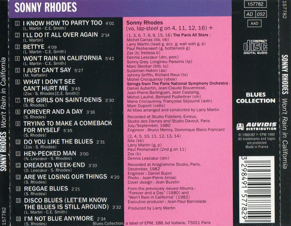 Sonny Rhodes - Won't Rain In California (CD, Album, Comp) (Very Good Plus (VG+)) - Image 2