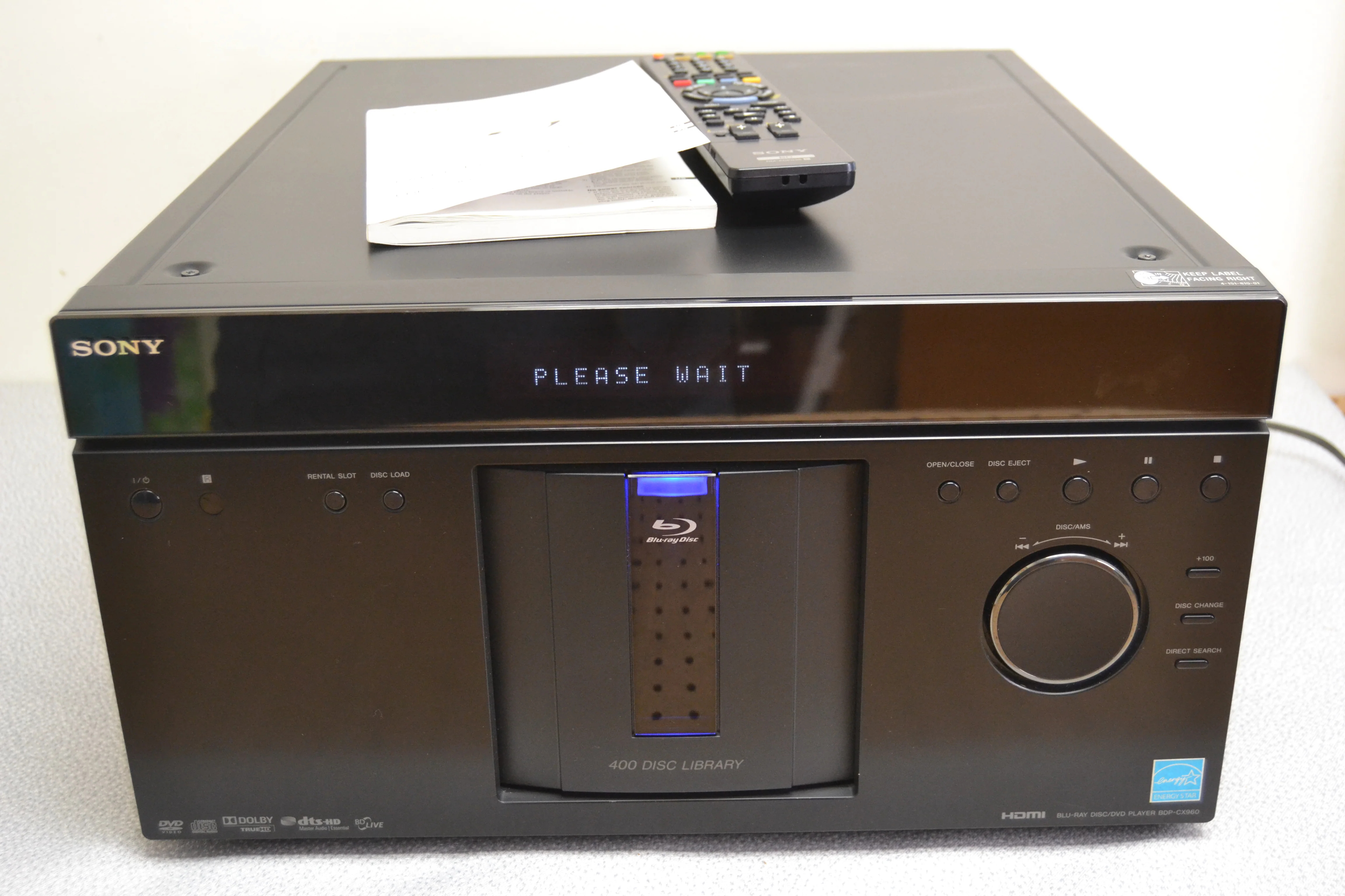 Sony BDP-CX960 Blu-ray/DVD/CD 400 Disc™ mega-changer * Remote * Manual * Please Read Noe - Image 2