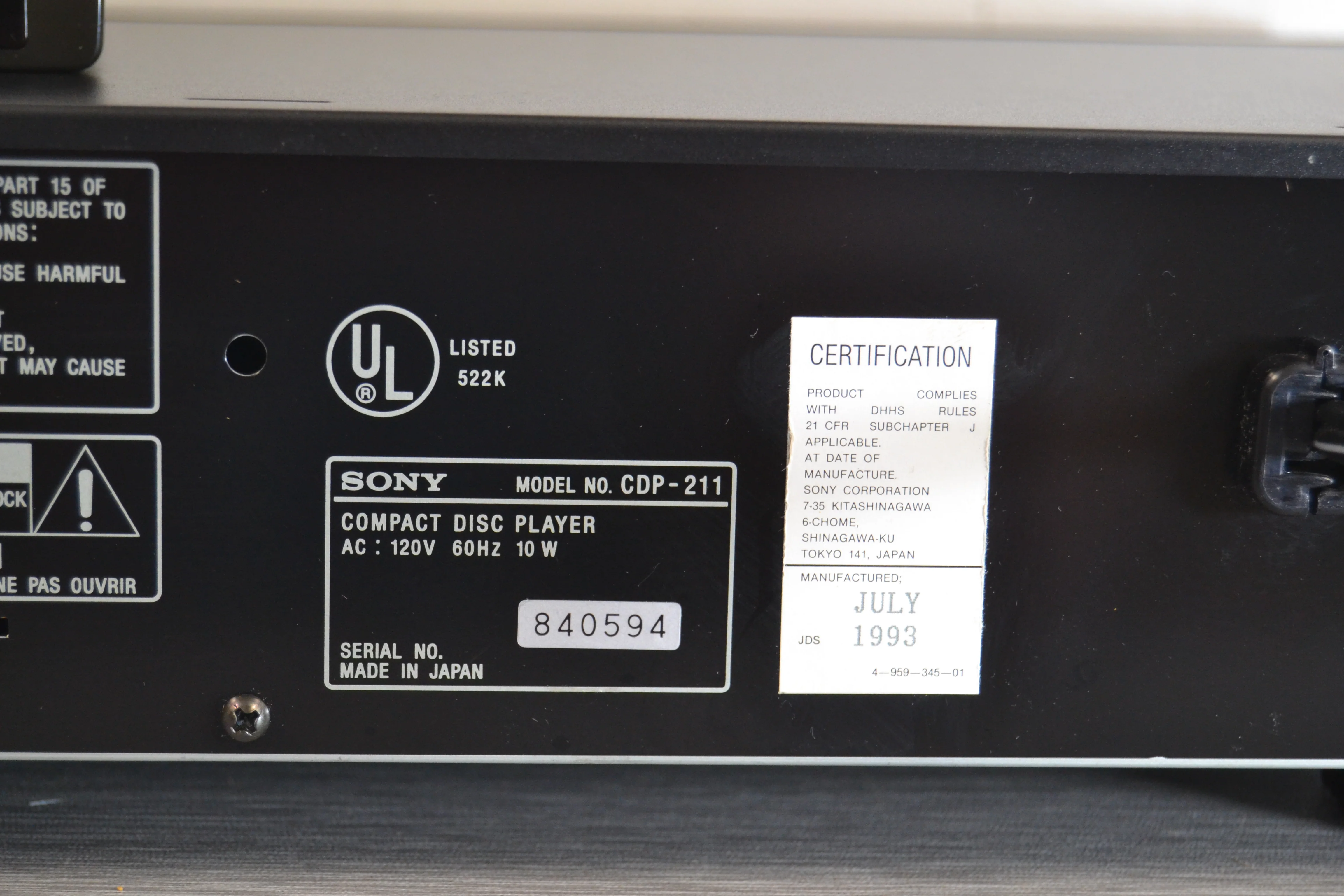 Sony CDP-211 Single CD Player * Remote - Image 12