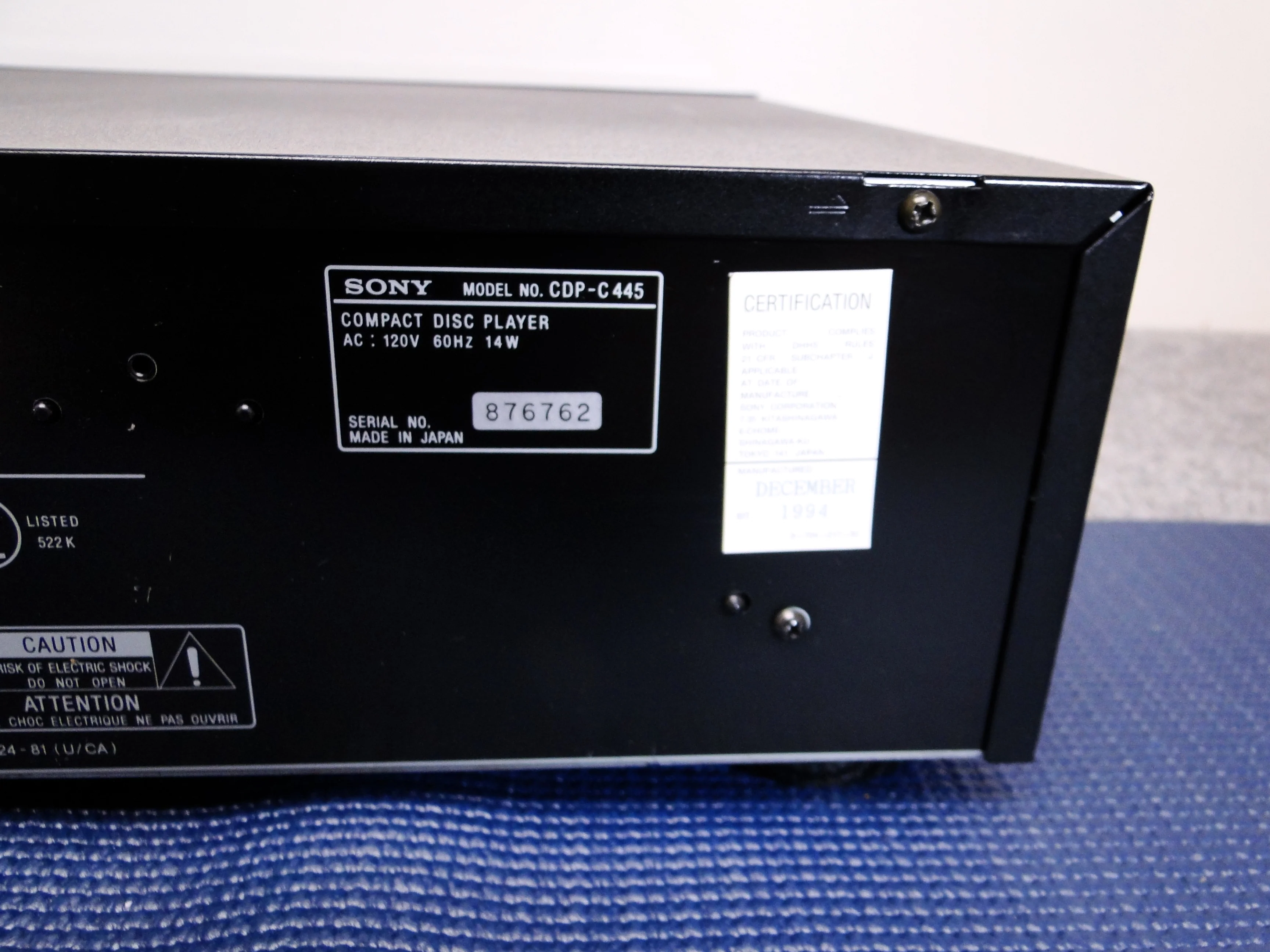 Sony CDP-C455 Cd Carousel - 5 Discs - Image 11