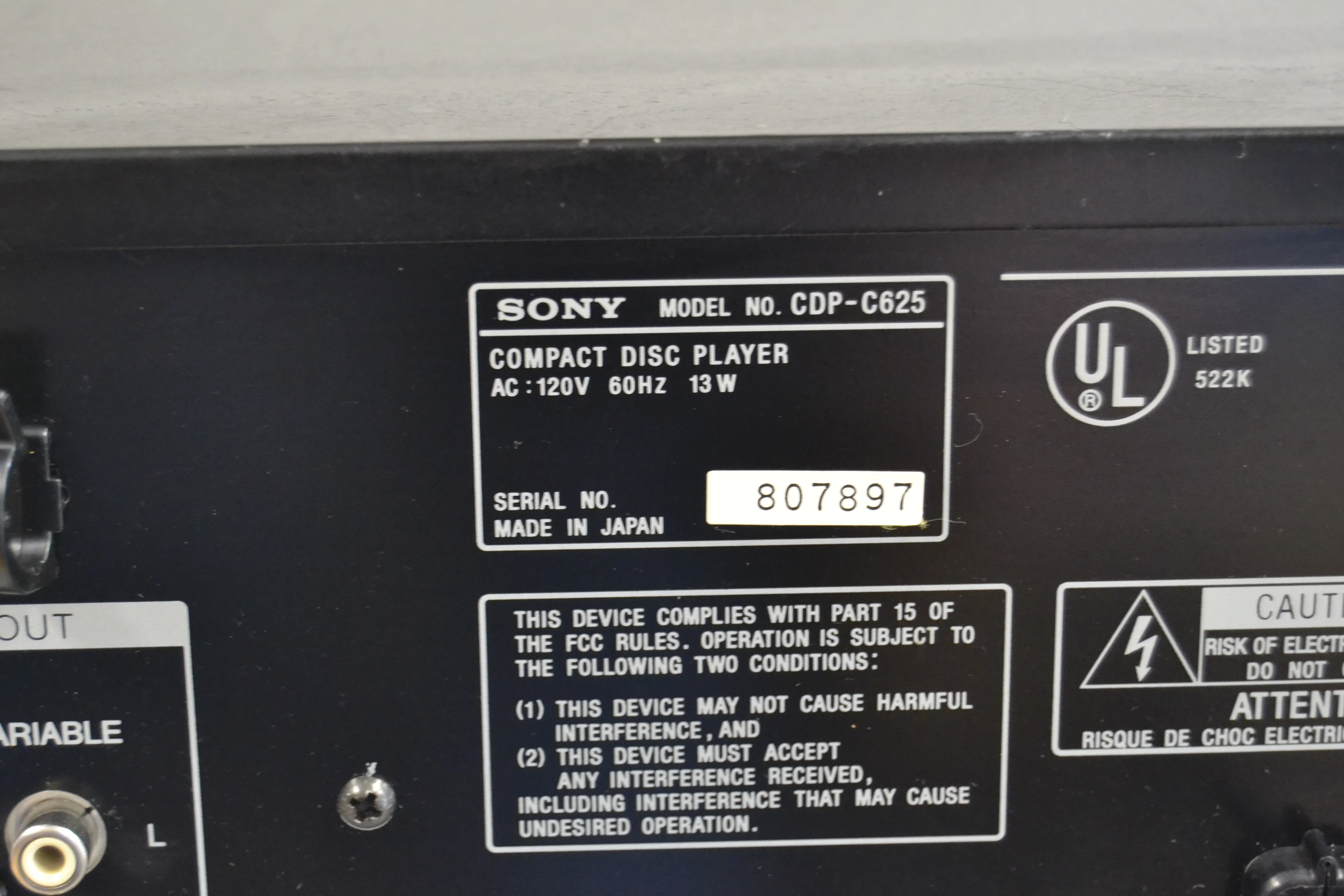 Sony CDP-C625 CD Carousel - 5 Discs - Remote Control - Image 11
