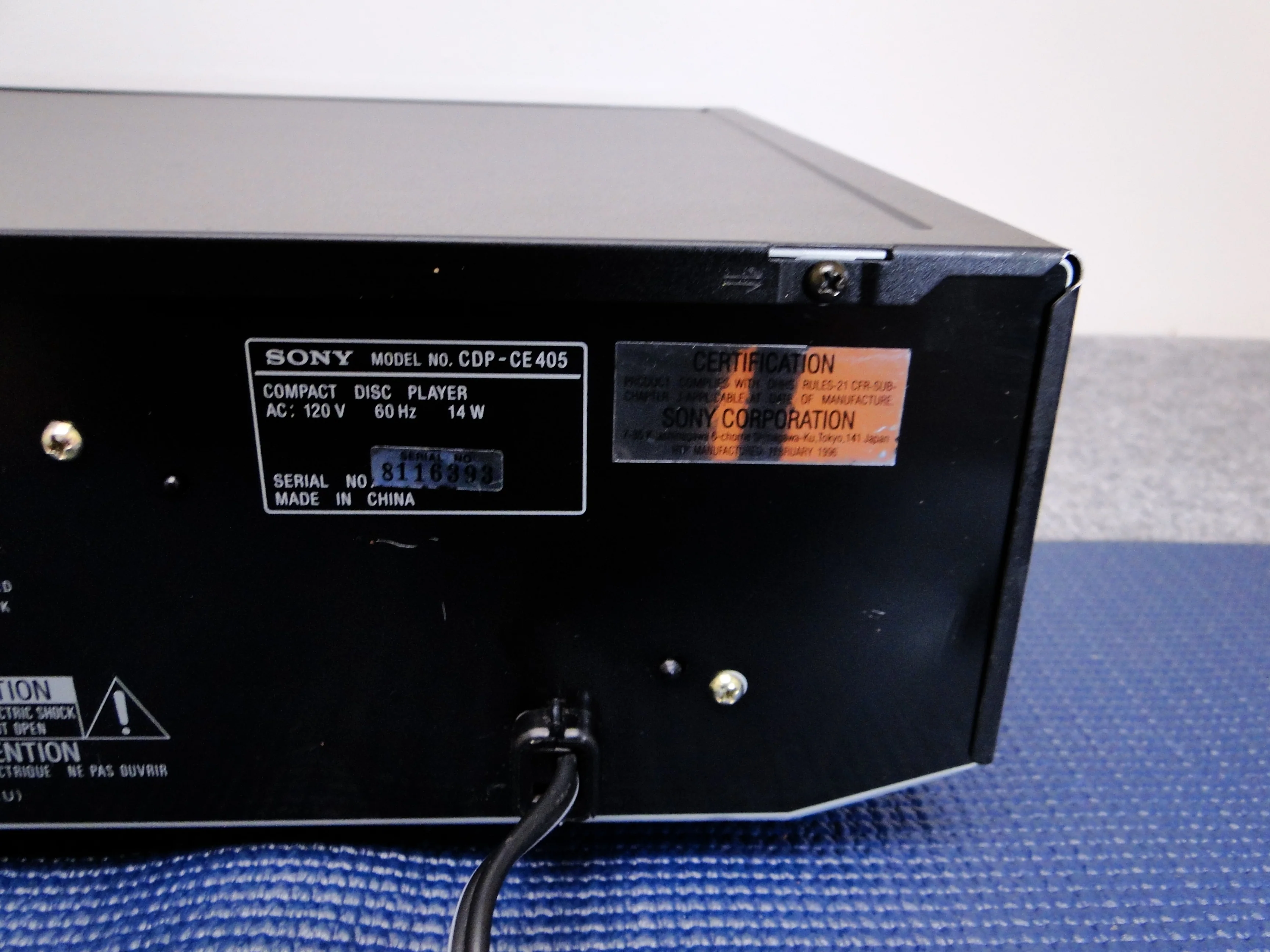 Sony CDP-CE405 CD Carousel - 5 Discs - Image 10