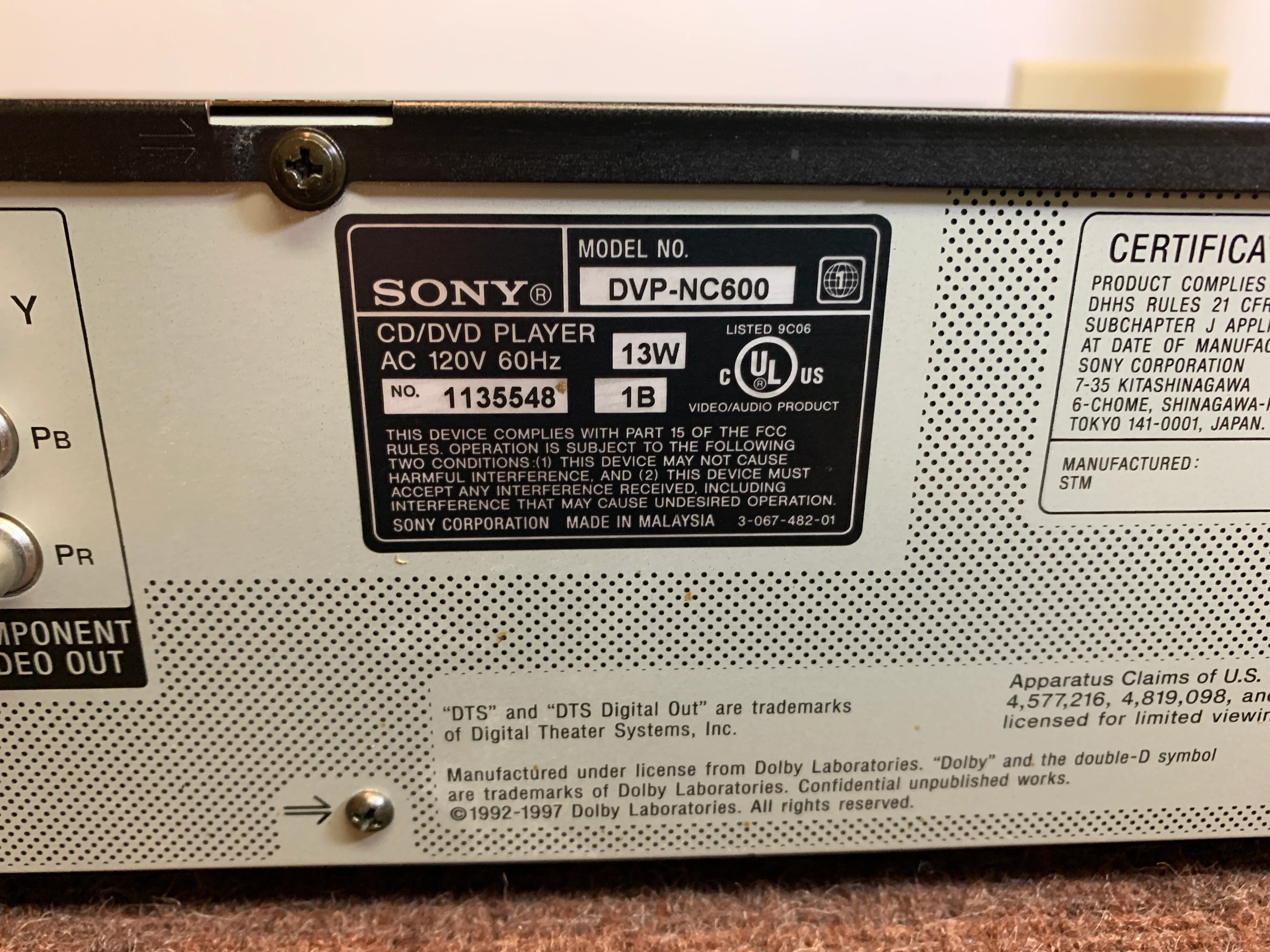 Sony DVP-NC600 CD/DVD Carousel * 5 Discs - Image 12