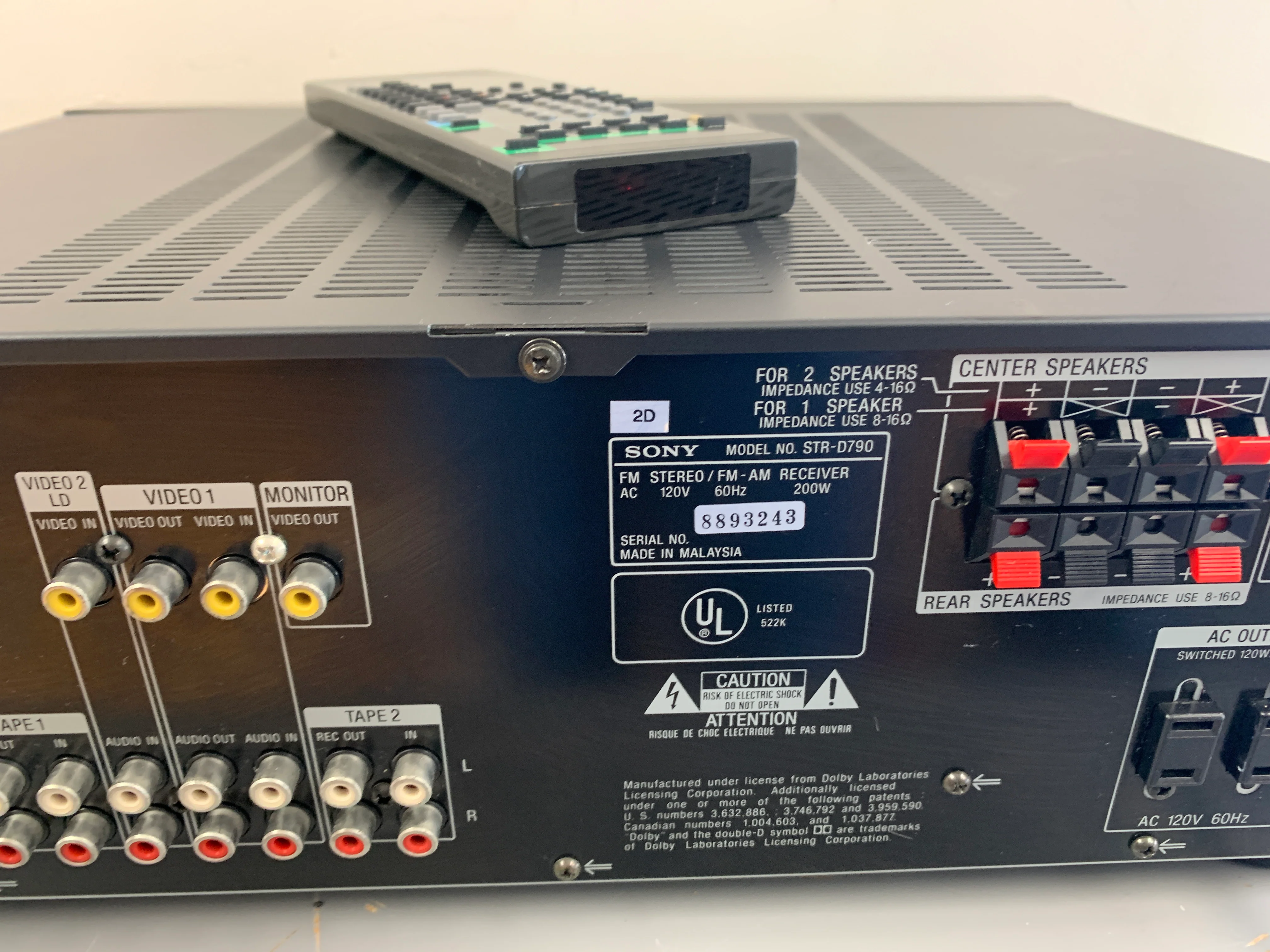 Sony STR-D790 Stereo Receiver * Remote Control * 80W RMS * 1992 - Image 13