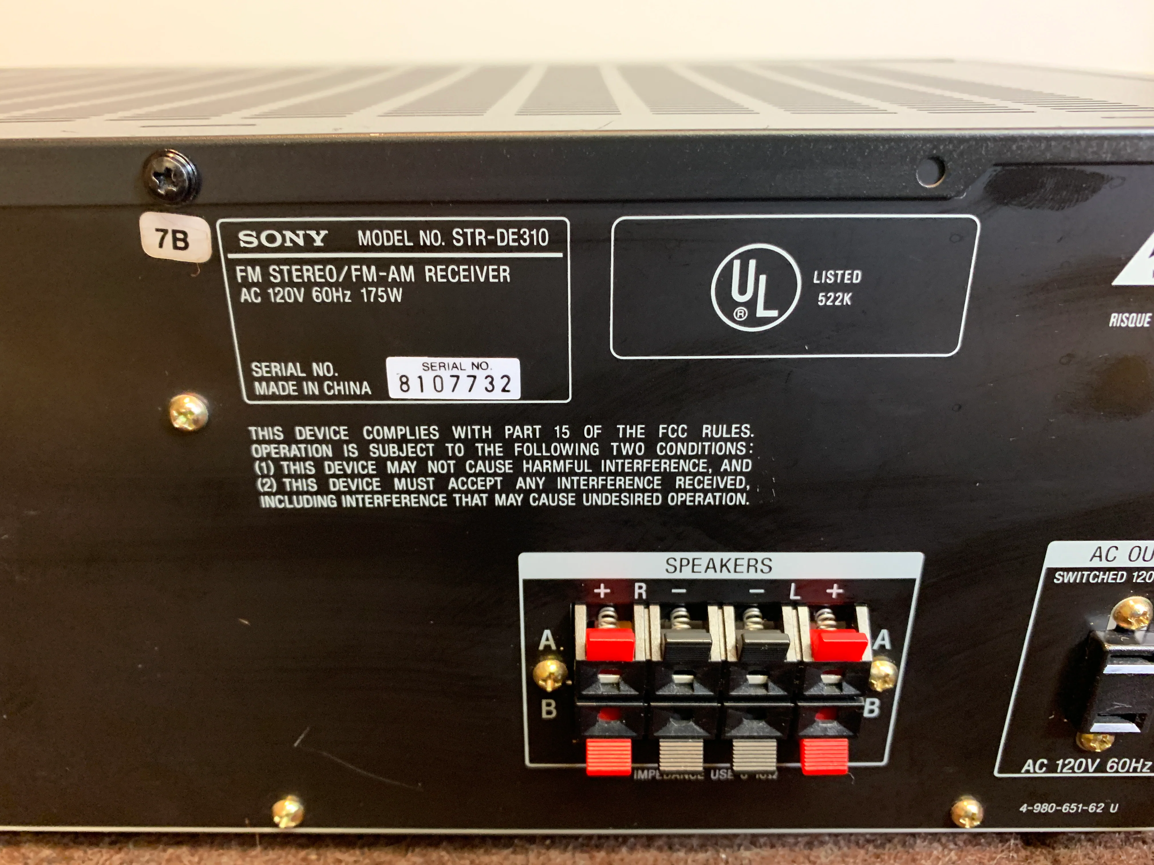 Sony STR-DE310 Stereo Receiver * 100W RMS * 1996 - Image 11