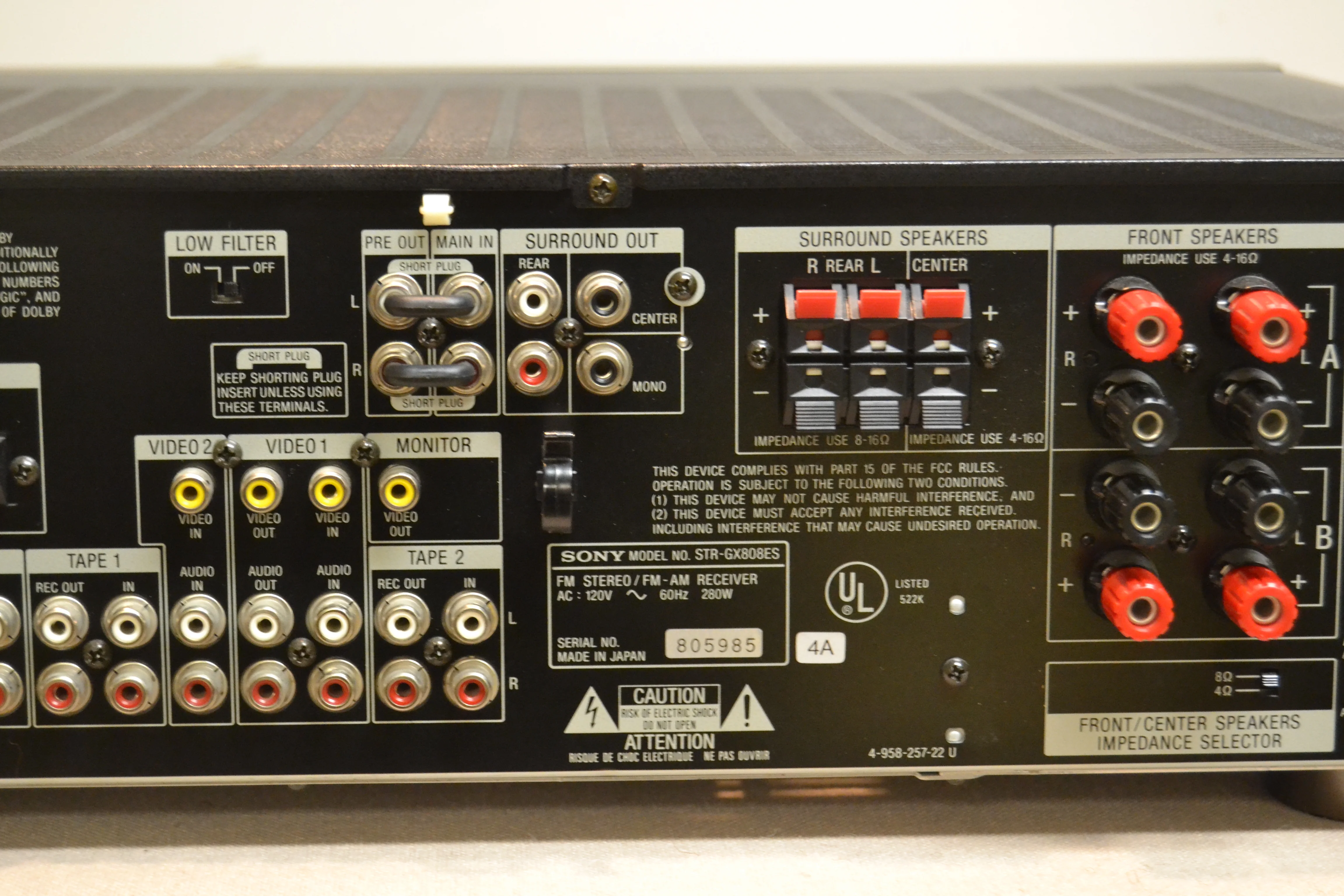 Sony STR-GX808ES Audio Video Receiver (1993) * 70W RMS - Image 10