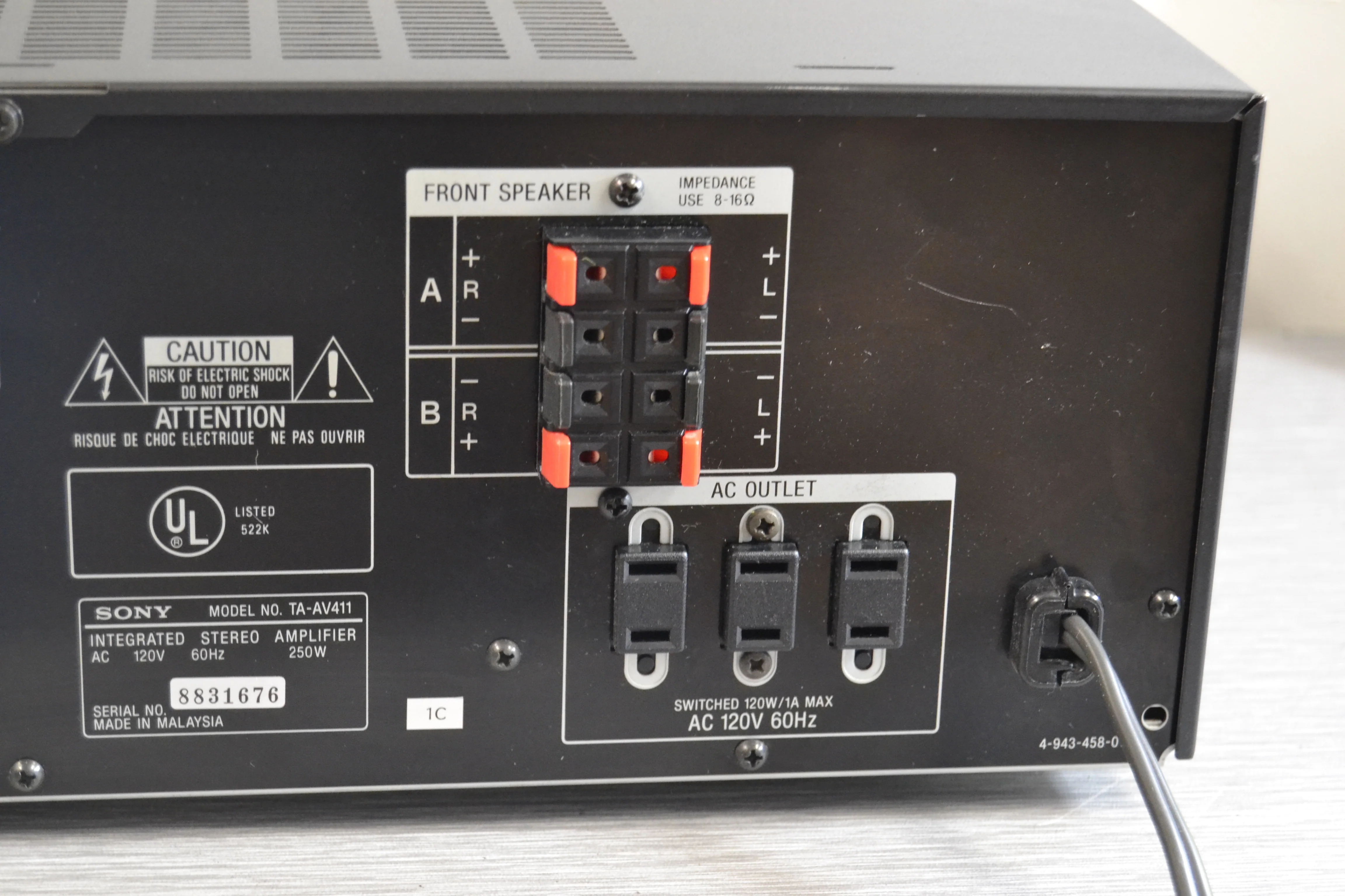 Sony TA-AV411 Stereo Integrated Amplifier * 135W RMS * 1991 - Image 11