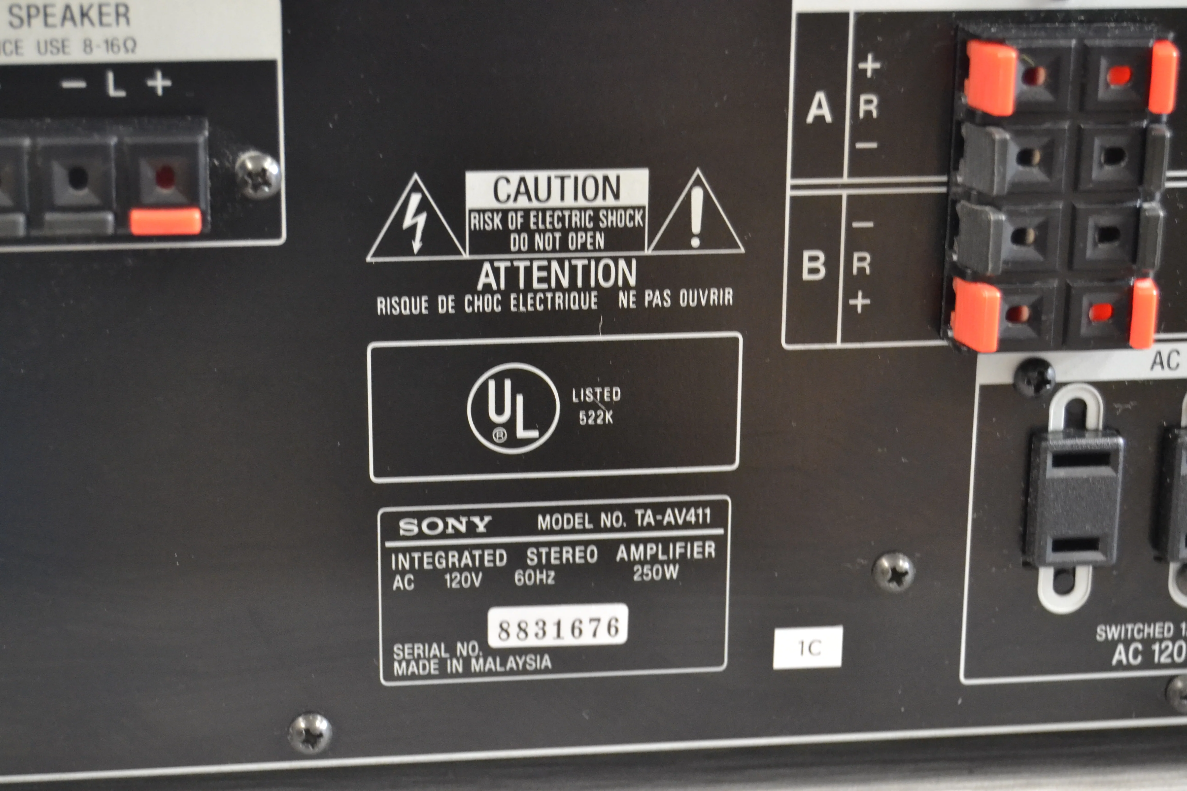 Sony TA-AV411 Stereo Integrated Amplifier * 135W RMS * 1991 - Image 12