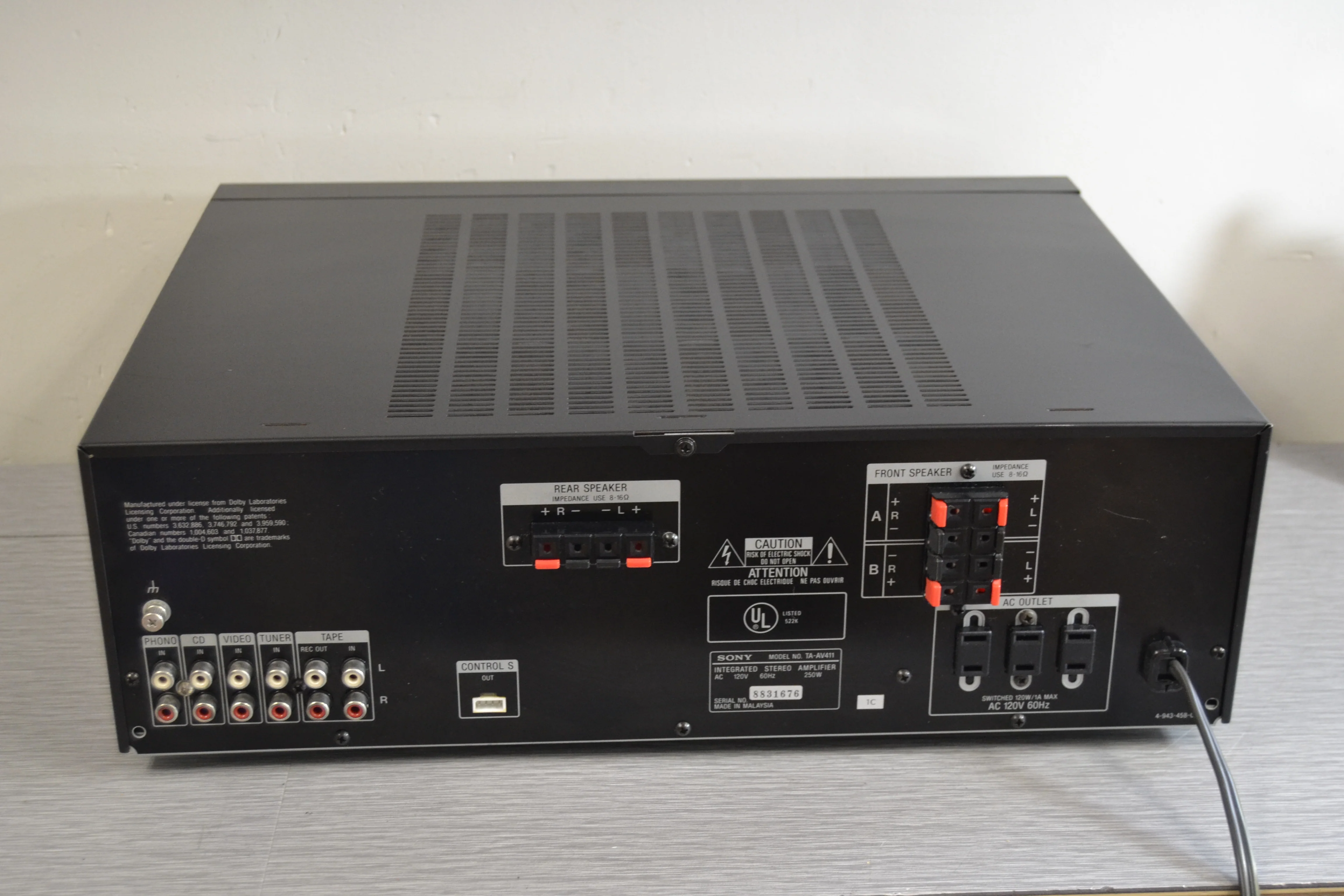 Sony TA-AV411 Stereo Integrated Amplifier * 135W RMS * 1991 - Image 8