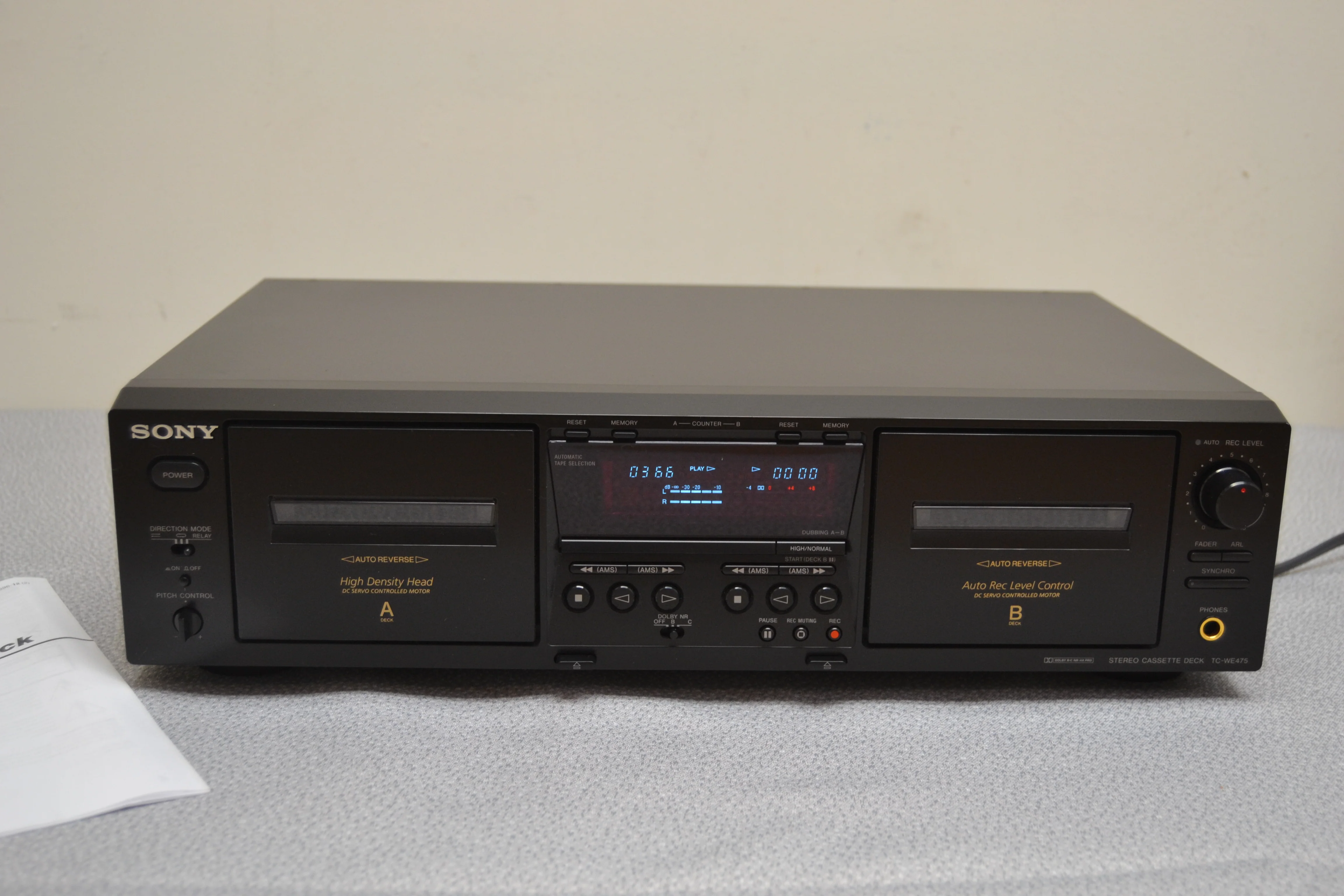 Sony TC-WE475 Double Cassette Deck * Manual *