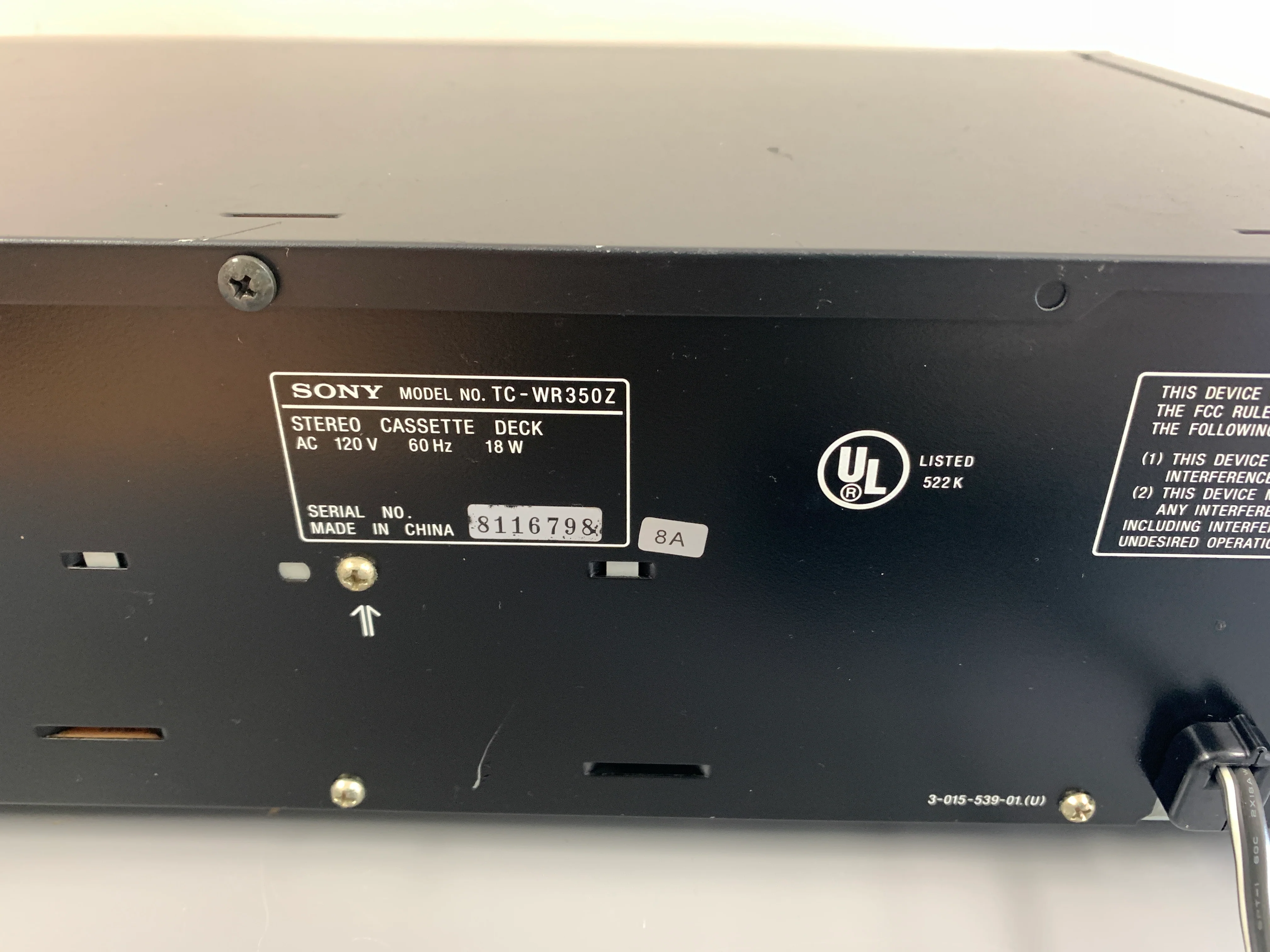 Sony TC-WR350Z Double Cassette Deck - Image 11